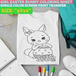 Girl Bunny Screen Print Transfer