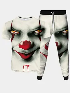 Men's Clown Printed White/Red Pant Set