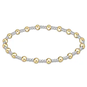 enewton - Classic Sincerity Pattern with 4mm bead bracelet in Silver and Gold