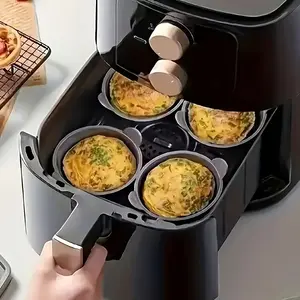 6pcs Silicone Air Fryer Baking Cupcake Pan, Non-Stick Food-Grade, Ideal for Eggs, Cupcakes, Muffins, Puddings, Tarts, Custards, Healthy Cooking