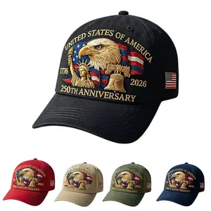 US 250th Anniversary Celebration Hat Adjustable Retro Bald Eagle Patriotic Cap for Men Women 1776 2026 Design Commemorative 250 Years