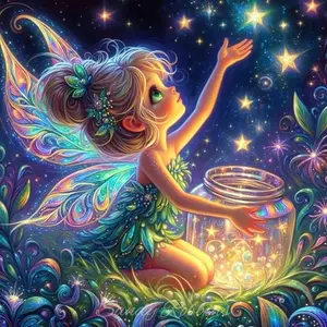 Cartoon Elf Fairy 5D DIY Diamond Painting Kit Embroidery Rhinestone Art Full Drill Round Mosaic Cross Stitch Room Decor Gift
