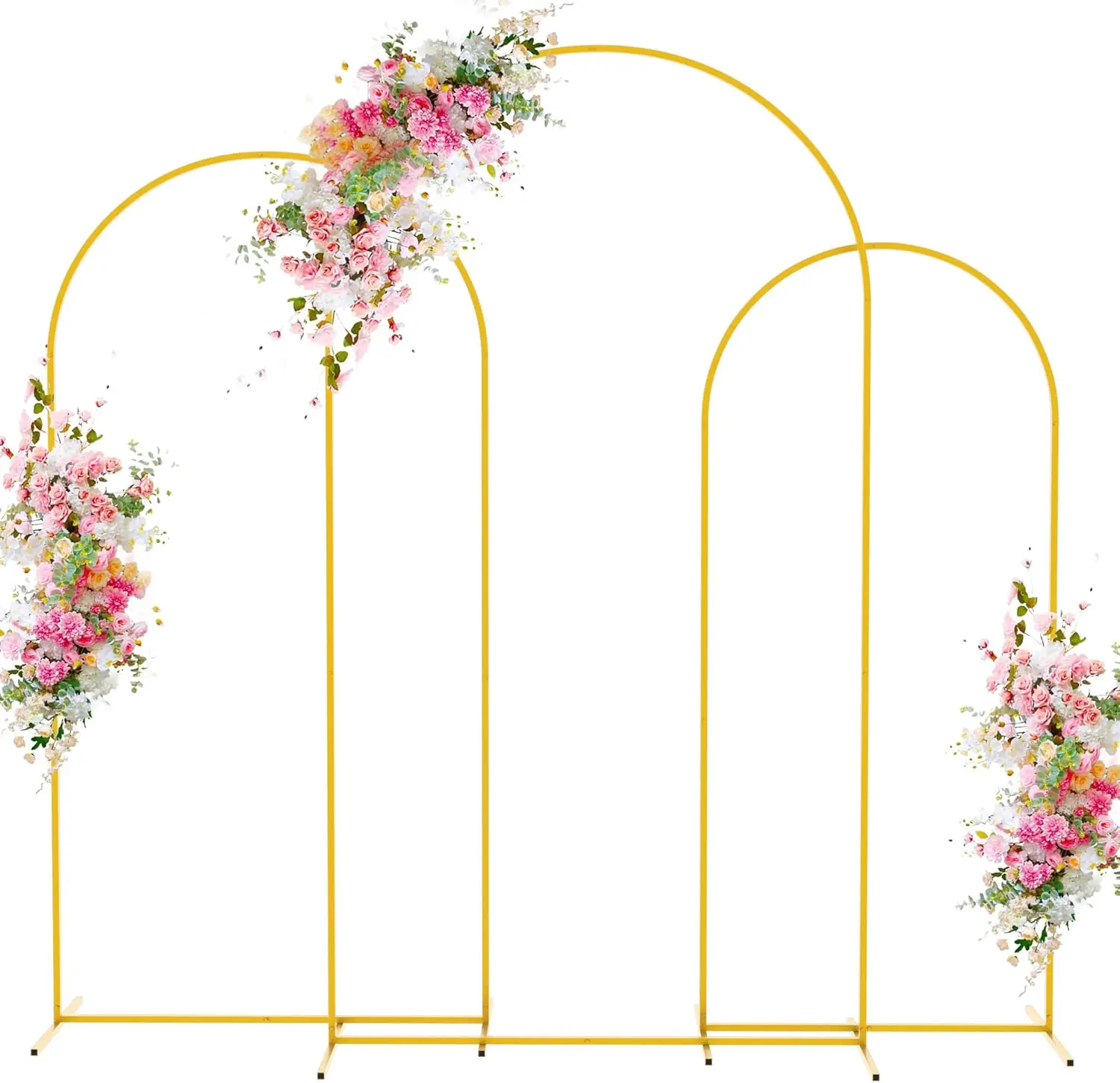 Gold Metal Wedding Arch Backdrop Stand Set - 6FT/6.6FT/7.2FT Arch Frames (1PC/2PCS/3PCS Options) for Wedding Ceremony, Party Decorations