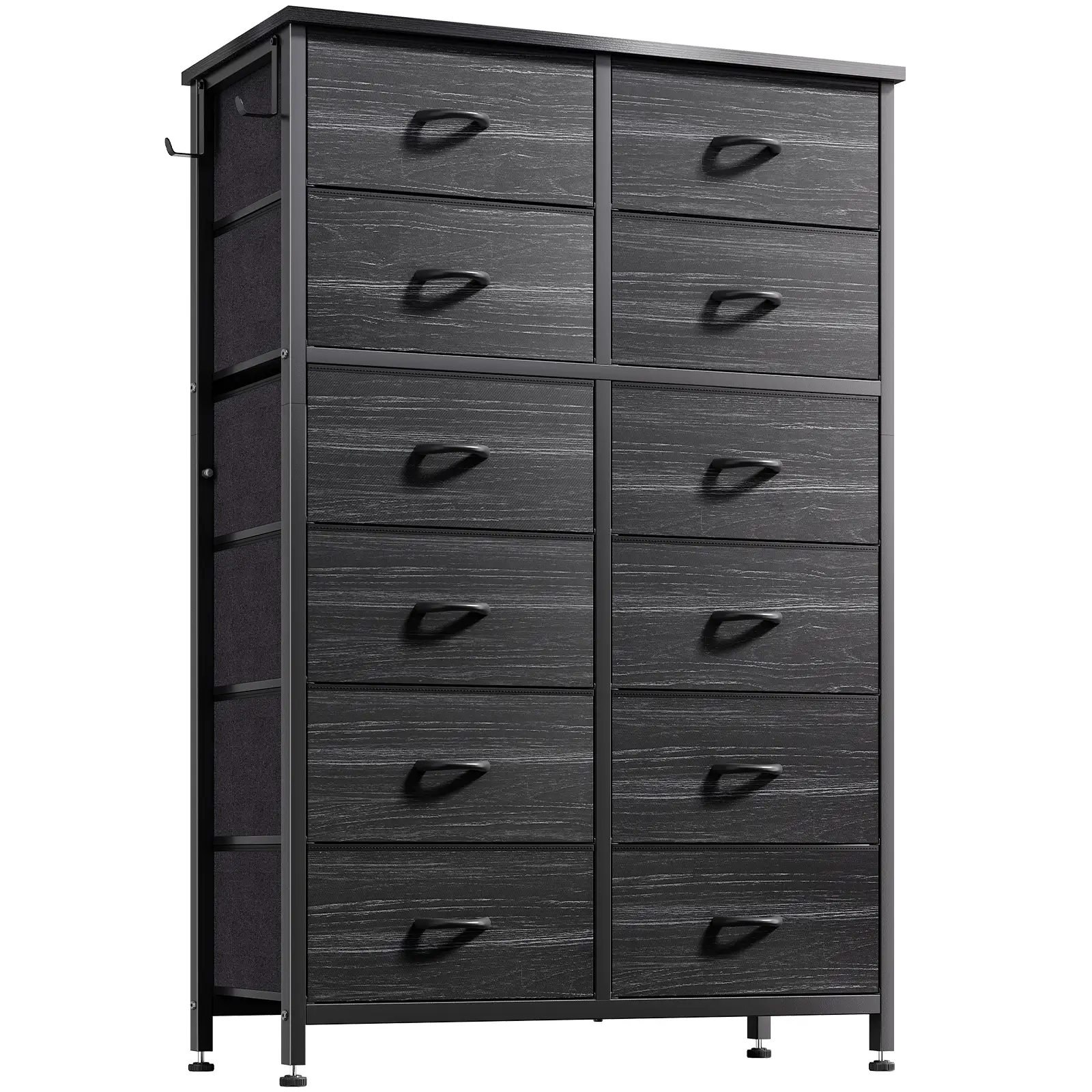 AOWOS 12 Drawer Dresser, Tall Fabric Dresser & Chest of Drawers for Bedroom, Closet Organizer Living Room with Wooden Top and Metal Frame, Cupboards &