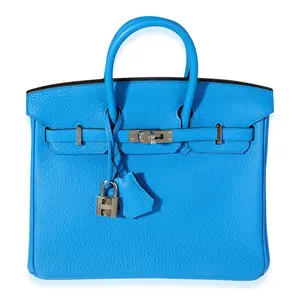 Pre-owned Leather Tote Bags Bleu Zanzibar Togo Birkin 25 PHW