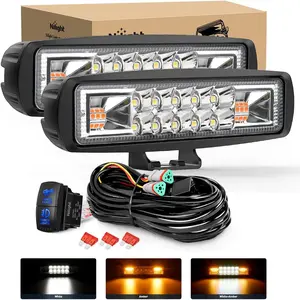 Nilight LED Light Pods (2PCS), 6-Inch 60W Amber White Fog Lights with 3 Lighting Modes, Spot-Flood Combo Beam, Dual Control & 18AWG Wiring Harness, Car Accessories for Truck 4x4 SUV, Accessories for Car Fathers Day Gift