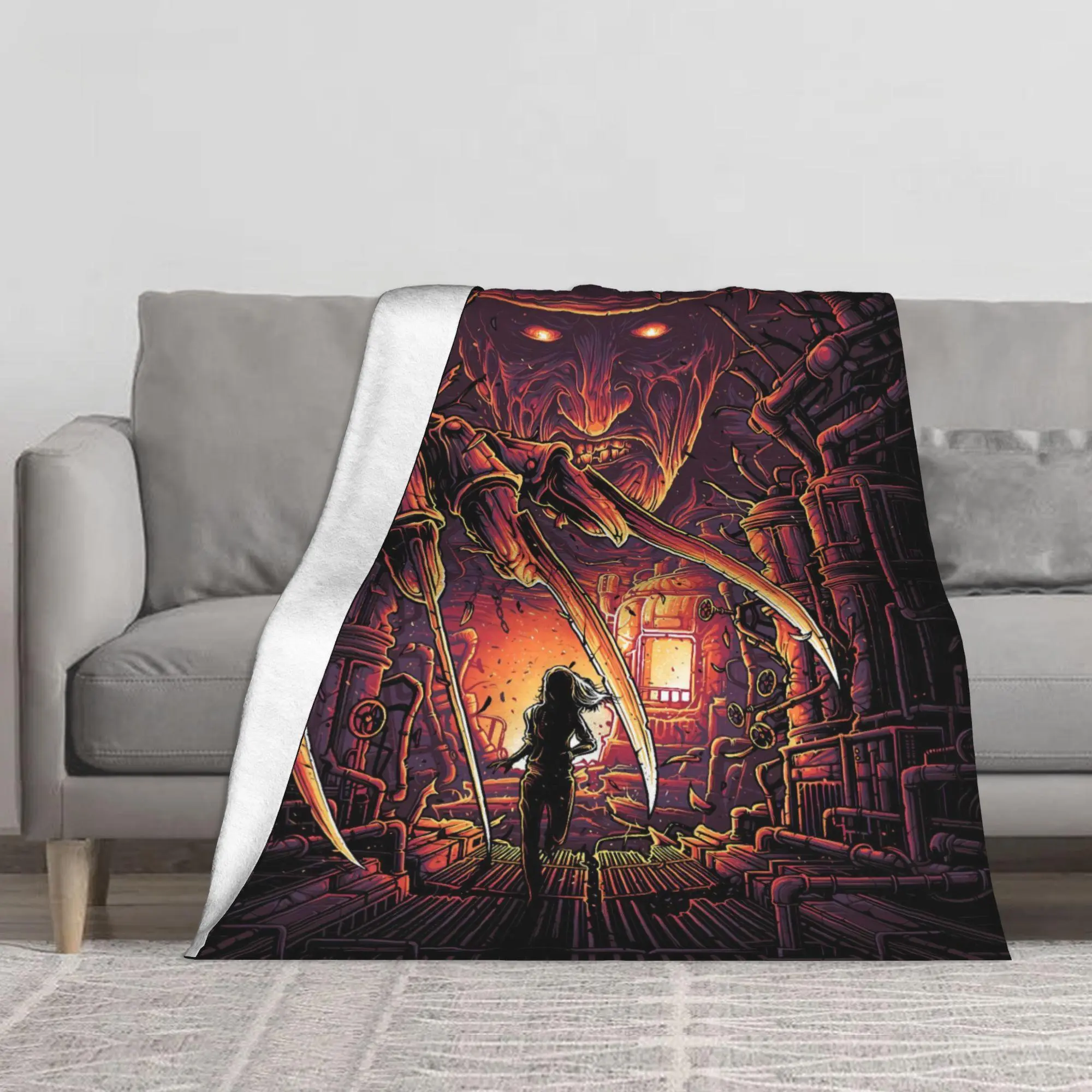 Anime Freddy Krueger Flannel Throw Blanket - Lightweight, Soft Flannel Camping Blanket for Travel, Couch Use, All-Season Sports & Outdoor Sleeping Gear
