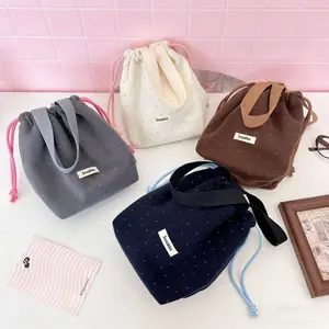 Polka Dot Drawstring Bag Cosmetic Pouch Storage Bag, Portable Shopping Bag for Carrying Miscellaneous Items, Compact and Convenient