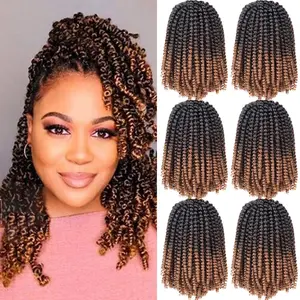 6 Packs Spring Twist Braiding Hair Spring Twists Bomb Twist Hair Synthetic Fiber Fluffy Twist Crochet Braids Low Temperature Twist Crochet Hair for Women Braiding Hair(8inch,T1B/4/30)