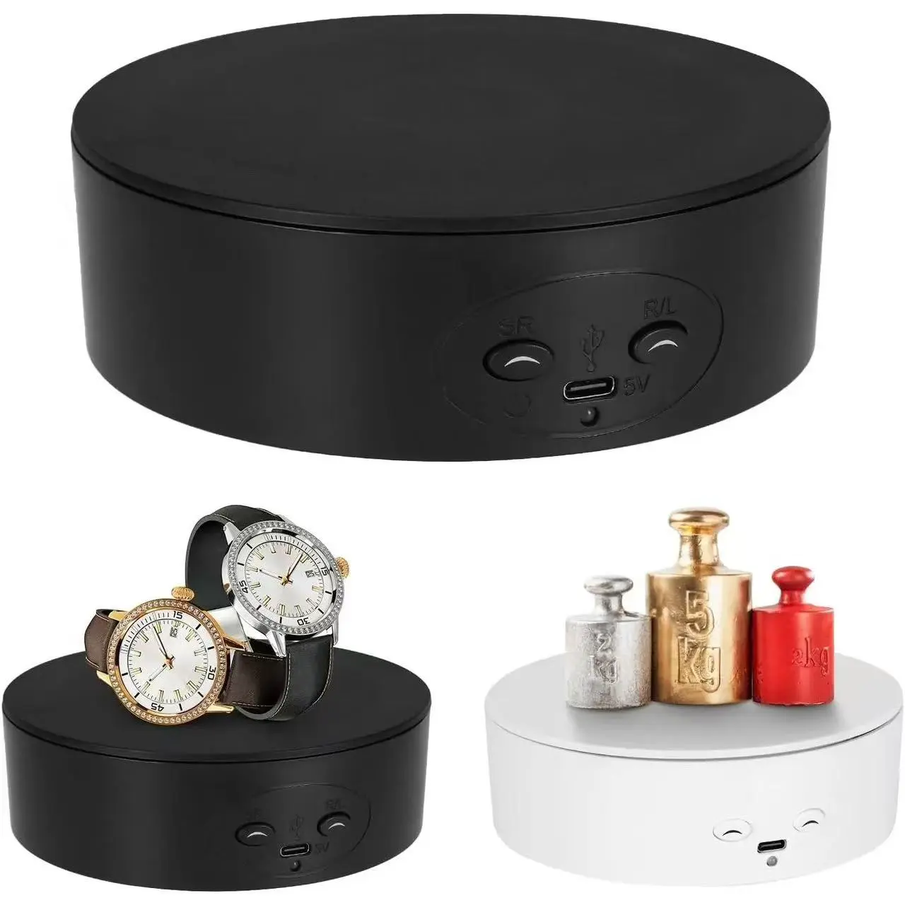 Multipurpose Electric Turntable, 5.1 Inch Mini RotatingDisplay Table, Product Display Shooting Speed RegulationStable No Jitter Turntable, Display Risers Stand