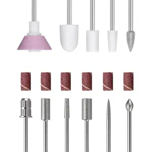 11 count  Drill Bits Sets with 6 count File Sanding Bands 3/32 Inch Professional Rotary Burrs  Cuticle Remover Bits Kit Cuticle Remover Bits for   Manicure Pedicure Tools US173