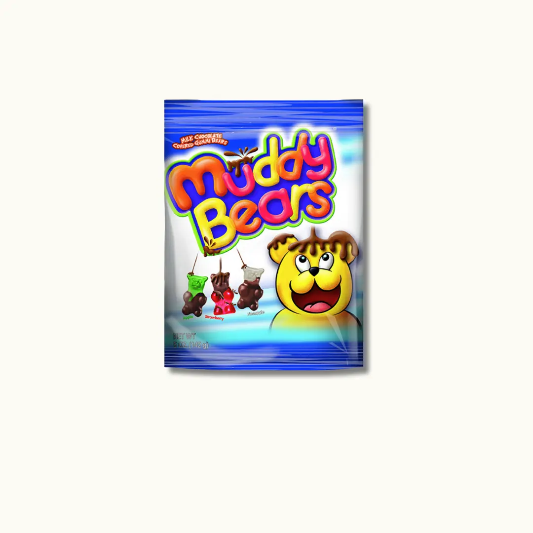 Muddy Bears 5oz Chocolate-Covered Gummy Bears - Apple Strawberry Pineapple Flavors Sweet Chewy Milk Chocolate Treats