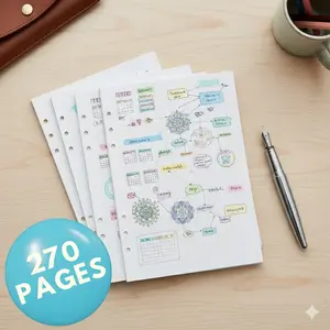 Premium A5 Dotted Paper Refills (3 Packs/270 Pages) - 6-Ring Binder Compatible, Thick No-Bleed Journaling Inserts for Academic Planner, Weekly Planner, Study, Planning & Scrapbooking