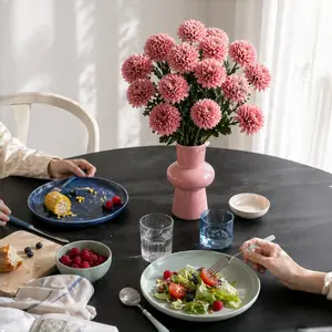 3 PCS Deep Pink Artificial Hydrangea Flower Bouquet, 3 Flower Heads with Flexible Stems, Realistic Fake Decor for Home & Interior Design