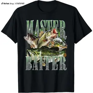 Master Baiter Bass Fishing Fisher Papa Dad Happy Fathers Day T-Shirt