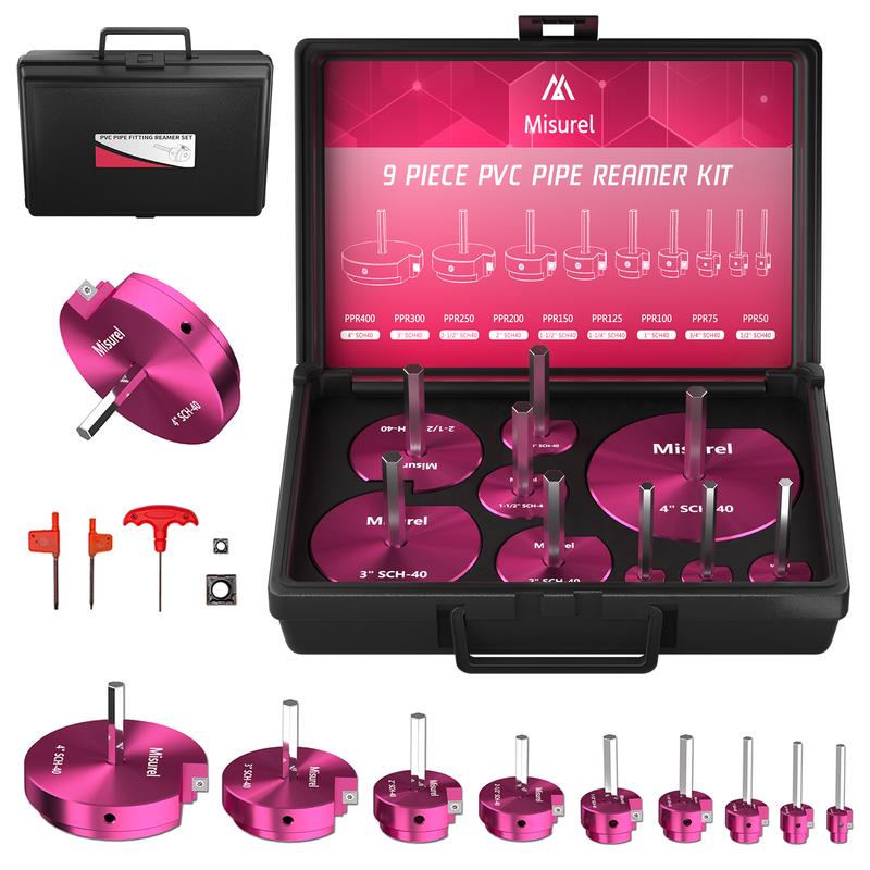 9 Pcs PVC Pipe Reamer Kit With 1/2 inch, 3/4 inch, 1 inch, 1-1/4inch, 1 ...