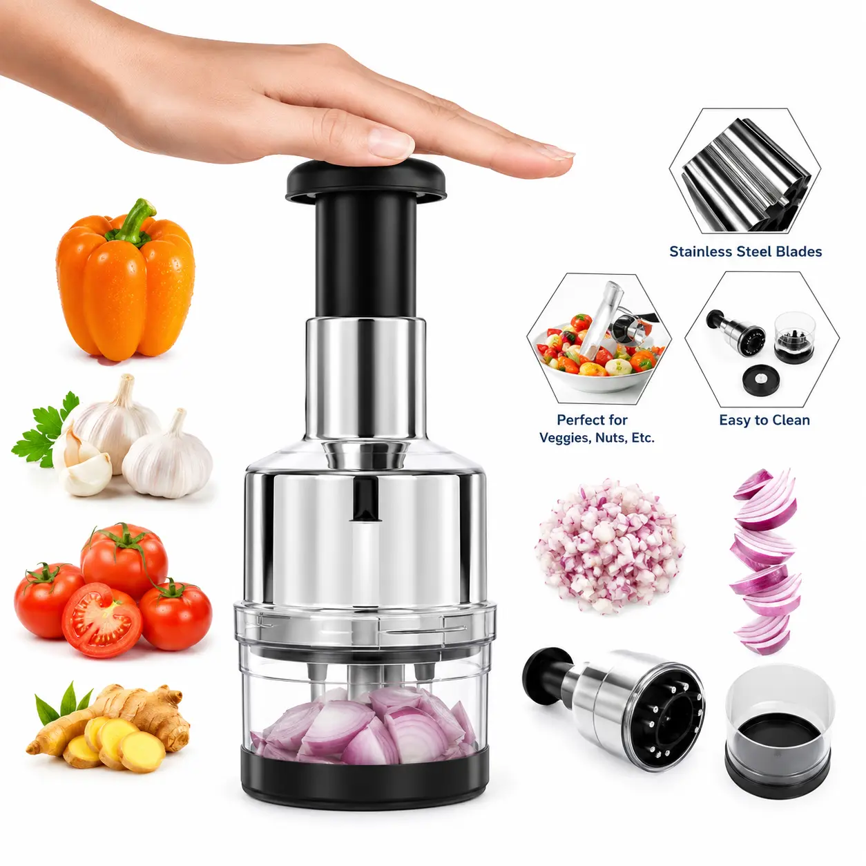 Vegetable Chopper Fruit Cutter Onion Garlic Dicer Slicer Peeler Manual Food Processor Kitchen Gadget