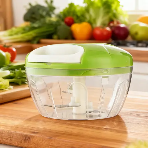 1pc Household Pull-Type Garlic Blender - Garlic Grinders, Multifunctional Durable Chopper, Drop-Resistant PP/PS/Stainless Steel Body, 420 Blade Manual Food Processor for Home Cooks, Chop Ginger & Chili, Easy to Operate and Clean Compact Kitchen Utensil