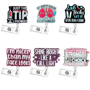 Retractable Badge Reel Set, 6 Counts/set Acrylic ID Holder with Clip for Nurses, Doctors, Students and Office Staff, Durable and Lightweight Design, Badge Reels Retractable