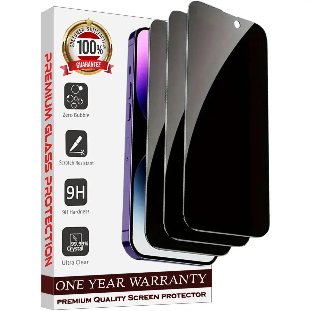 Entronix Anti-Spy Privacy Screen Protector Compatible with iPhone 16 Pro - 3-Piece Combo