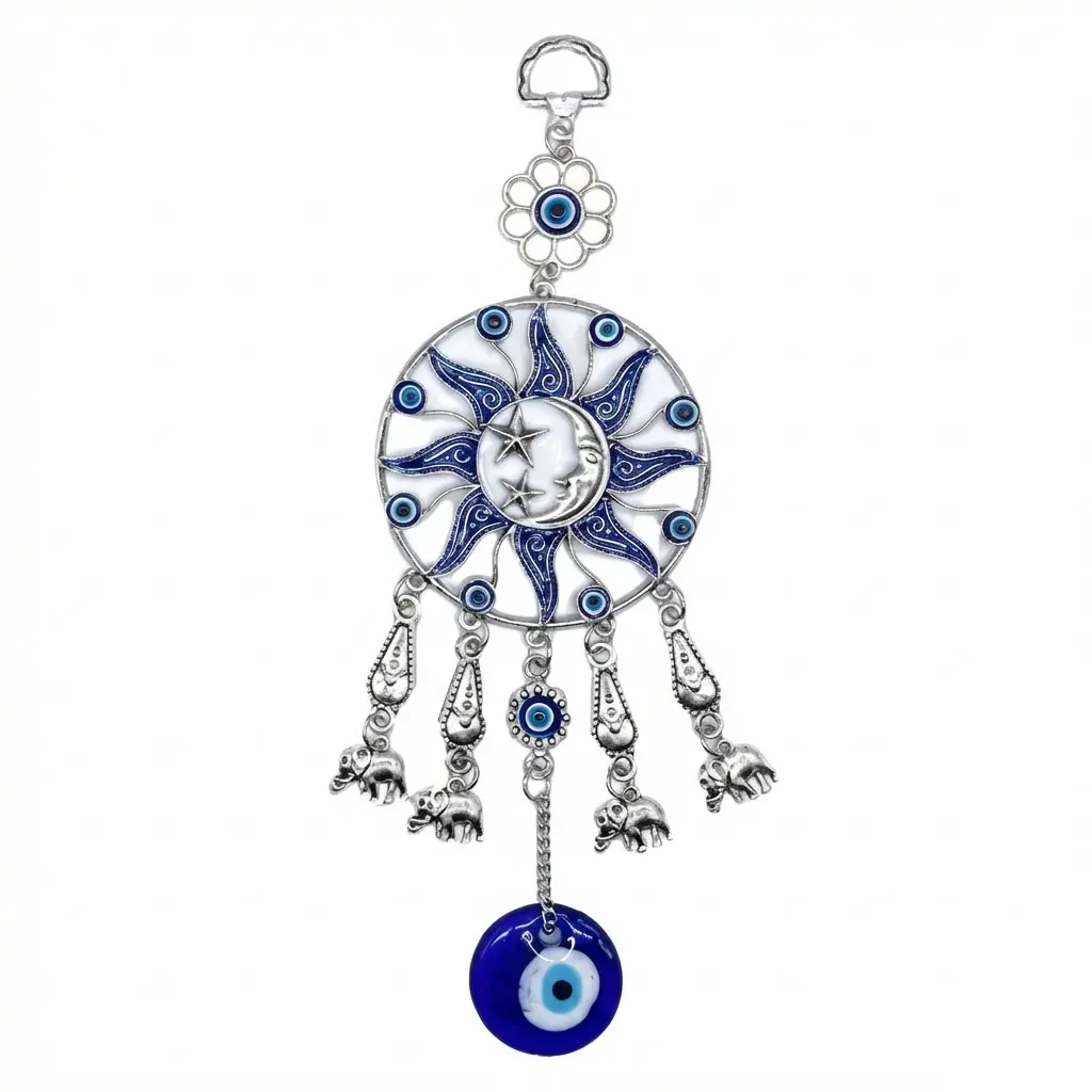 Celestial Evil Eye Wall Hanging — Sun &amp; Moon Protection Charm
