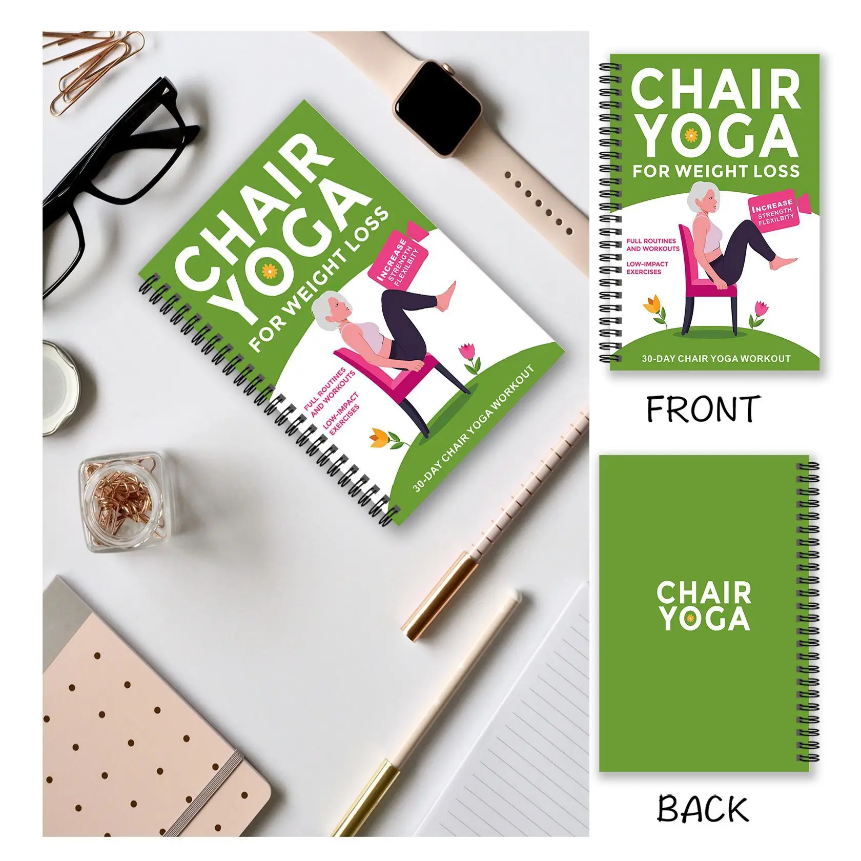 Chair Yoga Notebook for Home Fitness Plan, Essential Guide for Beginners & Advanced Users, Perfect Companion for Daily Workouts