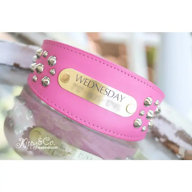 Greyhoud Whippet Leather Dog Collar