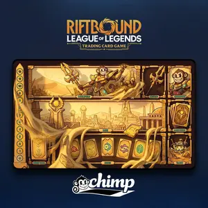 Azir Chimped Riftbound TCG Playmat - Rubber and Fabric Edge Stitched 3mm Thick 24in x 14in For Competitive Play