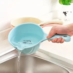 1/2/3pcs thick plastic water bucket for kitchen, Home Goods, long handle, no power required, for washing vegetables, rice hair shower - perfect for home and commercial use!