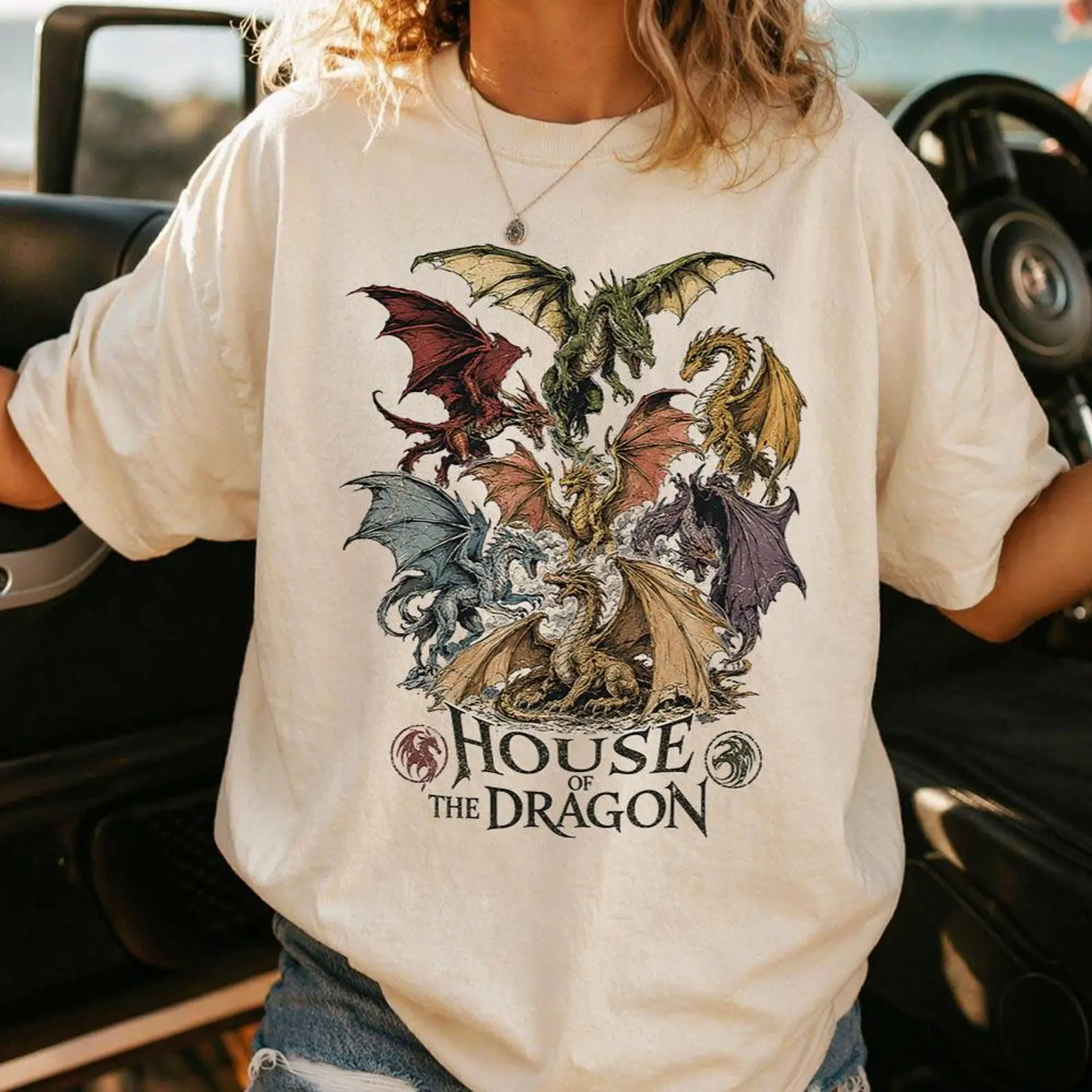 Comfort Colors House Of The Dragon Multi Dragon Shirt, Targaryen Fantasy Graphic Tee, Vintage Dragon Rider Fan Gift Shirt