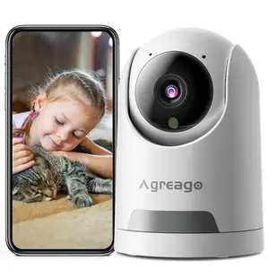 Agreago 2.5K WiFi Security Camera - Pan & Tilt, 1080P HD, Motion Detection, 2-Way Audio, Night Vision, Baby Monitor, Cloud/SD Storage, Outdoor Use