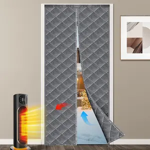 Thermal Door Curtain, Insulated Door Curtain, Temporary Door, Door Cover, Durable Upgraded Oxford Cloth & Thicken  Fill, Soundproof and Windproof (Gray, Fits Door Size 36" x 82")