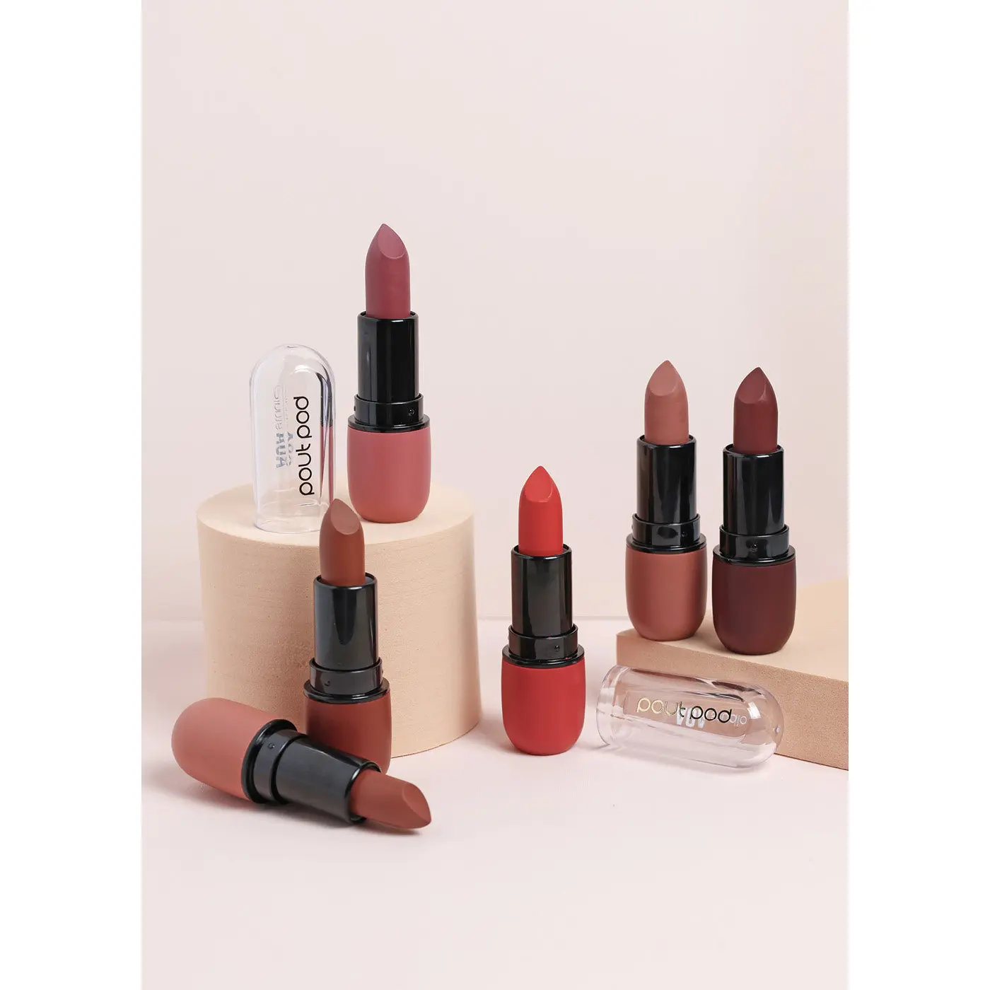 AOA Pout Pod Lipstick - Satin Cozy Matte Finish Nude Lipsticks