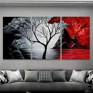 3PCS Abstract Black and Red Cloud Canvas Painting HD Print Landscape Picture Nordic Poster Modern Home Decoration Living Room Wall Modern Home Decor Frameless Wall Art