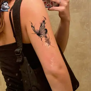 Mandala Butterfly Tattoo Sticker, Waterproof Natural Safe Non-Toxic Long-Lasting Design, Perfect for Arm & Wrist Placement