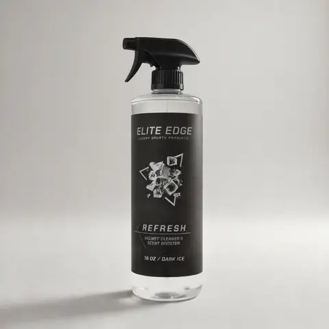 Elite Edge Refresh Engineered Sports Equipment Cleaning Spray Bottle - Built-In Scent Booster, Kills All Bacteria, Grime & Odor Remover for Dark Ice Protective Gear