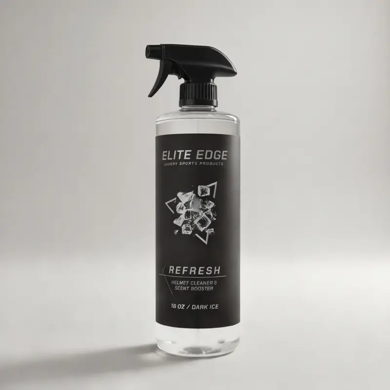 Elite Edge Refresh Engineered Sports Equipment Cleaning Spray Bottle - Built-In Scent Booster, Kills All Bacteria, Grime & Odor Remover for Dark Ice Protective Gear