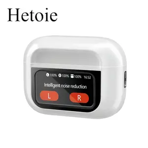 Hetoie Bluetooth compatible wireless earphones, LCD screen with multifunction touch screen, ANC ENC active noise cancellation, long battery life in-ear Bluetooth earphones suitable for laptops, Android/iOS devices, and tablets Headphones