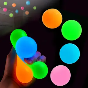 Sticky Ball,Ceiling Ball,Glow in the Dark Sticky Stress Balls– Throw It on the Wall or Ceiling, Watch It Stick for Seconds Then Drop! Super Addictive Stress Relief Toy for Kids & Adults