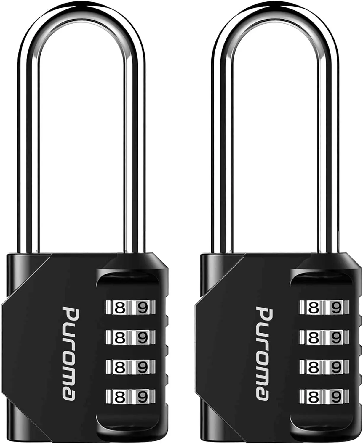 2 Pack 4-Digit Combination Padlocks, 2.6-Inch Long Shackle, Black, Resettable Outdoor Locks