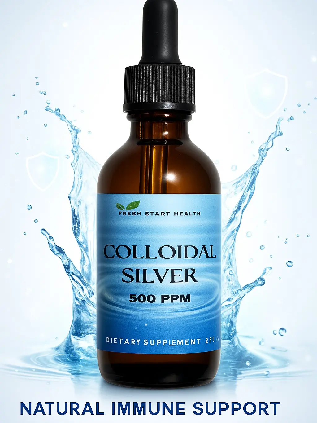 Fresh Start Health Colloidal Silver Liquid 4 Fl Oz 118 ml 500 PPM Solution Natural Immune Support Made in USA