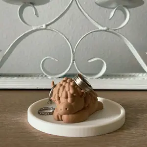 Cute Highland Cow Ring Holder with Bed Dish - Personalized Jewelry Organizer - Farmhouse Decor - Gift for Her Charming Decorative