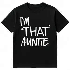 Cotton I'm That Auntie Funny Best Aunt Tee T-Shirt Women's Summer Plus Size Classic Soft Crew Neck Tee Tops