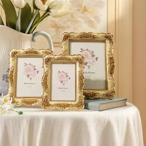European Style Rose Relief Decorative Picture Frame, 3D Rose Pattern Photo Display Frame, Home Photography Prop, Sturdy Frame Design, Rectangle Frame