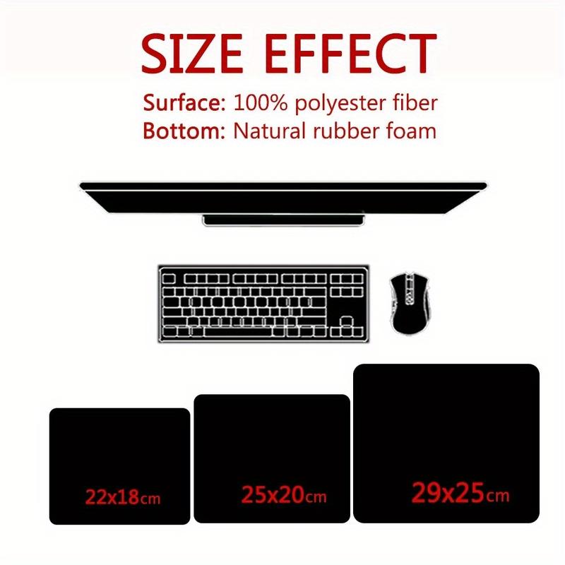 Kurosun Samurai Mouse Pad Small Black Upgraded Version Mousepad Washable Non-slip Rubber with Precision Lock Edge Office Micepad