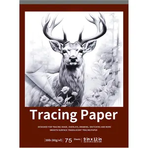 9" x 12" Tracing Paper, Translucent Tracing Pad, 75 Sheets 38lb/60gsm Vellum Art Paper