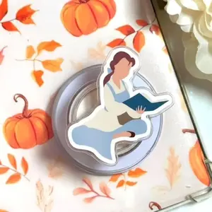 Girls Fall In Book Phone Grip, Cute Girl Library Griptok, Girlie Books Phone Stand, Popsocket for Cute Bookworms, Bookstacks Magsafe Holder, Gift for Book Lover