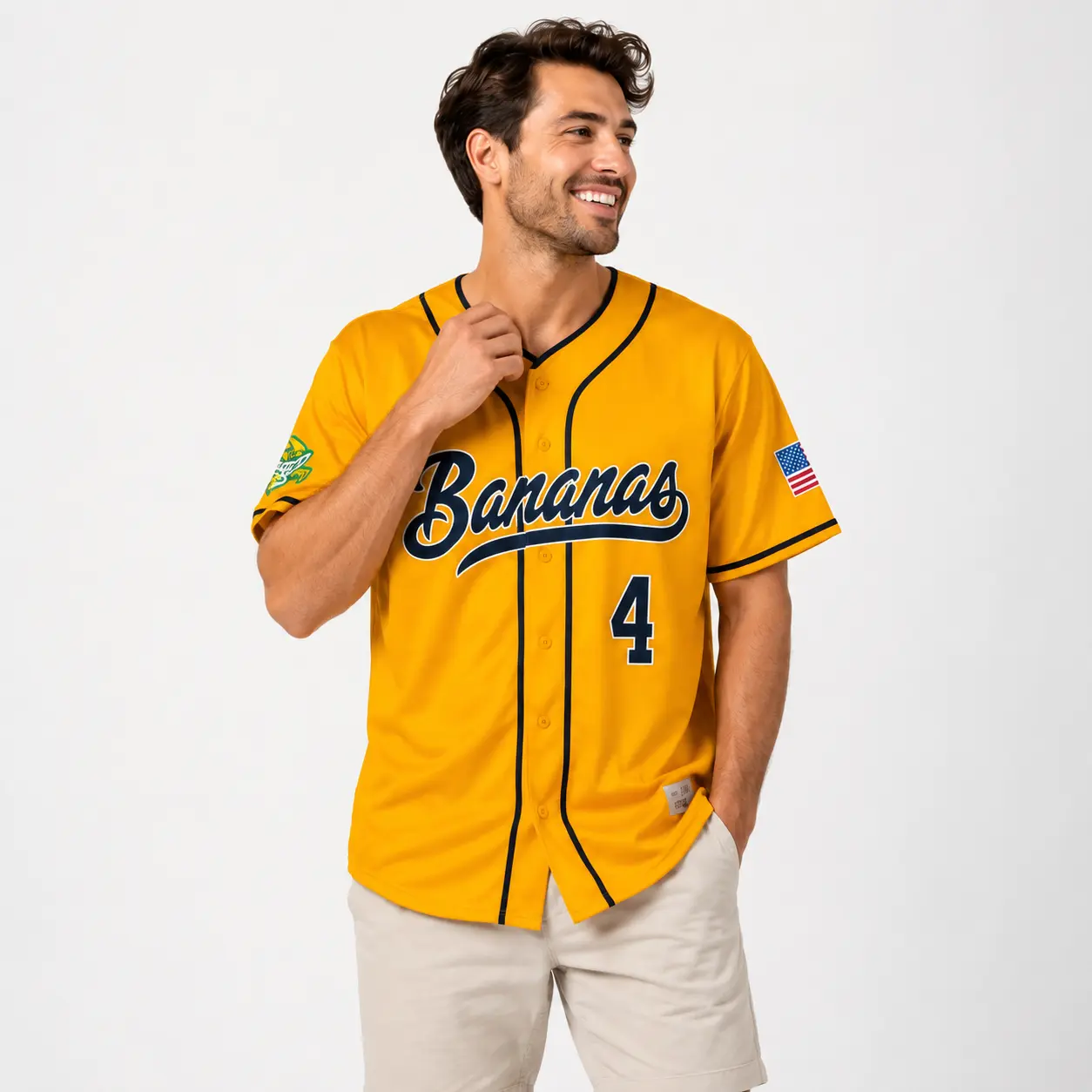 Yellow Banana Baseball Jersey, Button-Up Sports Shirt, Unisex Game Day Fan Outfit