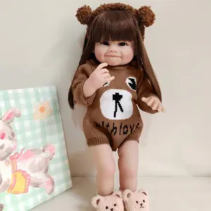 22inch Reborn Baby Dolls Girl Full Body Soft Vinyl Realistic Newborn Dolls with Long Hair Lifelike Baby Doll Toy for Kids 3+