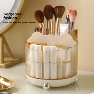 Multifunctional Rotating Desktop Storage Box, Multi-Layer Organizer, Durable PP Material, Cute Bear & Rainbow Design, Ideal for Dorms and Offices